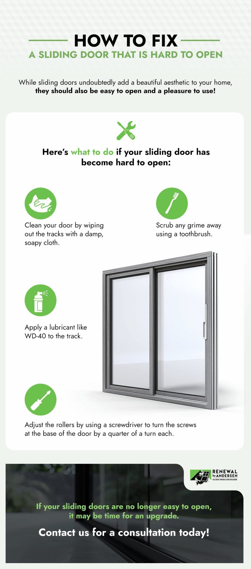 How to fix a sliding door that is hard to open